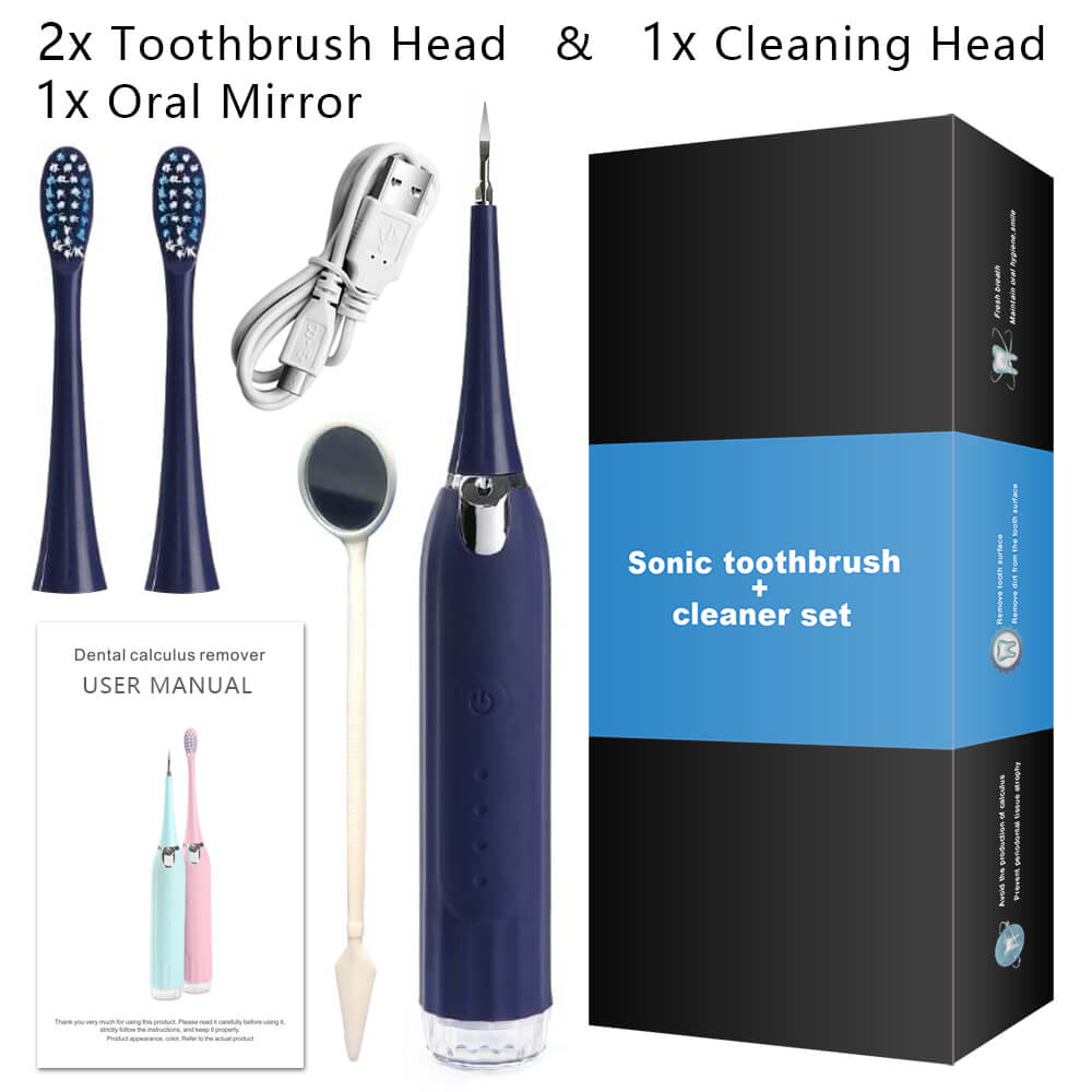 Sonic Elektrische Zahnbürste Rauch Zahnstein Reiniger Mundhygiene Tragbare Dental Scaler Zähne Bleaching Entfernung Flecken Zahnarzt Kopf: Blue 2-1-mirror