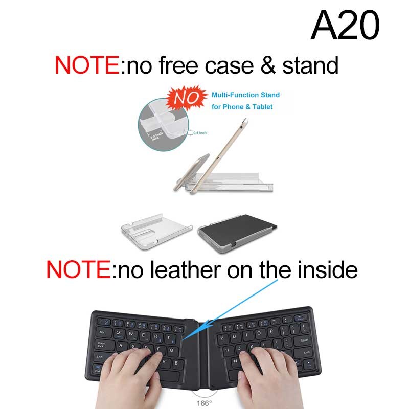 [AVATTO] Weiche Leder Oberfläche Tragbare Bluetooth Wireless Faltbare Tastatur für Android IOS Telefon Tablet Windows Mac Laptop PC: A20