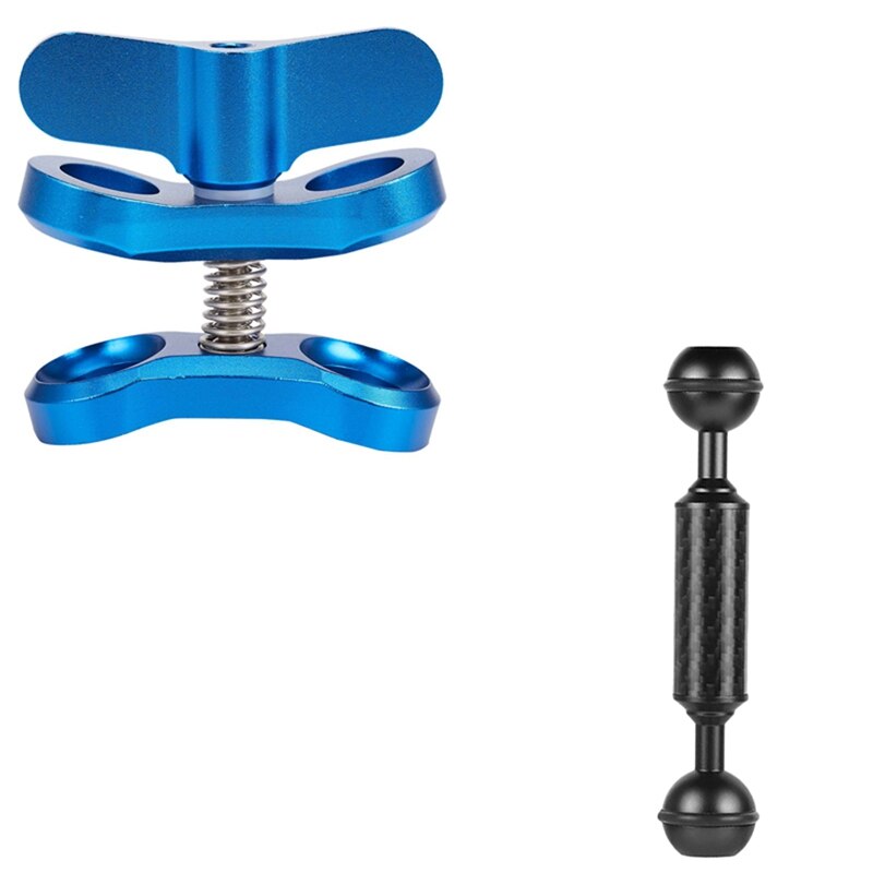 1 stück tauchlampen-kugelgelenk-schmetterlingsclip-armklemme & 1 stück 1- zoll-doppelkugelgelenk-tauchkamera ,  d20mm 5 zoll-stativ