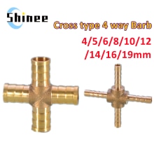 Cross Shaped Brass Pipe Fitting 4 Way 4mm 6mm 8mm 10mm 12mm Hose Barb Connector Joint Copper Barbed Coupler Adapter Coupling