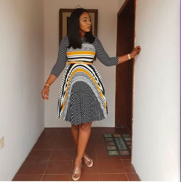 African Women Dress Dashiki Print A-Line Long Sleeve Cotton Midi Knee Length Dresses African Clothing Pattern Plus Size