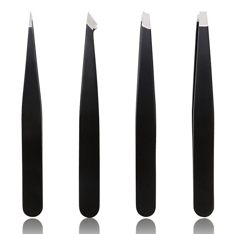 Pinzas negras para cejas, pinzas de acero inoxidable, pinzas para el pelo, recortador de cejas, herramientas de belleza, 1 Uds.