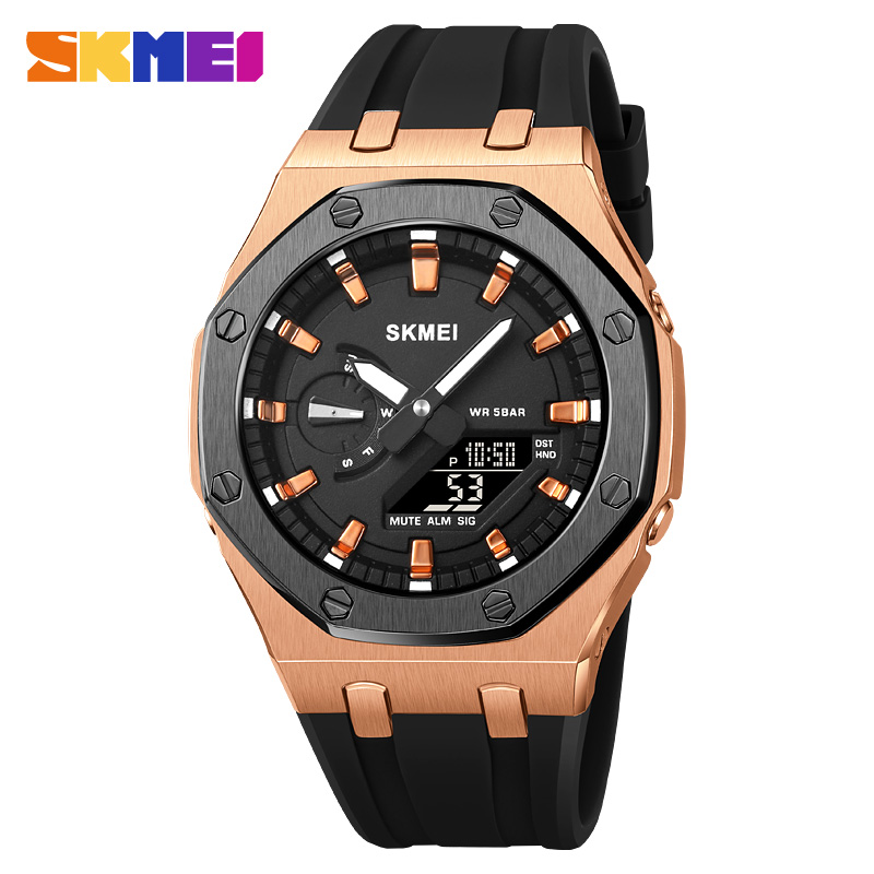 Skmei 2243 Heren Horloge Student Elektronisch Horloge Multi Functionele Sport Waterdichte Nacht Glow Elektronisch Horloge: Bronze