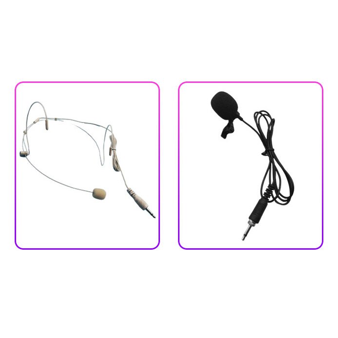 UHF Wireless Microphone Headset 2 in 1 Lavalier Head-Wear Mic 50M Range Voice Amplifier for Speech Teaching