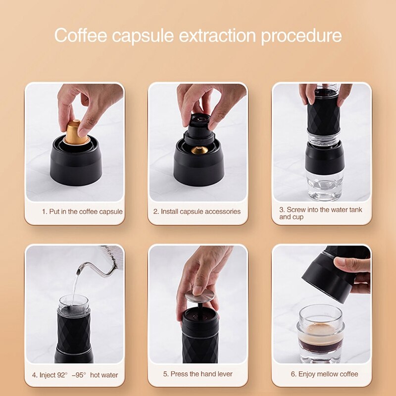 Portable Manual Coffee Machine Manual Pressure Capsule Nespresso Coffee Machine Accompanying Mini Coffee Cup Pot