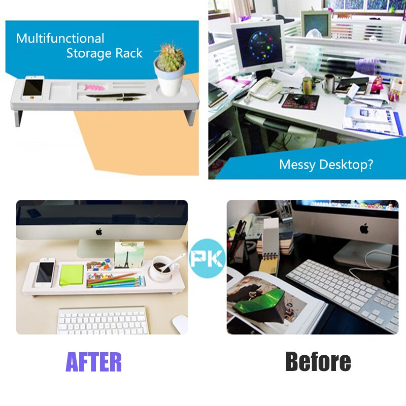 Pvc kontor skrivebord arrangør rack multifunktionelt bord papirvarer opbevaring hylde telefon penneholder tastatur kontor tilbehør