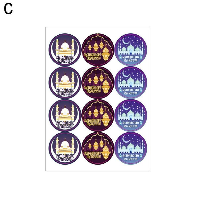 Ronde Zwarte Sticker 120 Stickers Islamitische Moslim Ramadan Stickers Lantaarn Maan Eid Mubarak H7F0: C