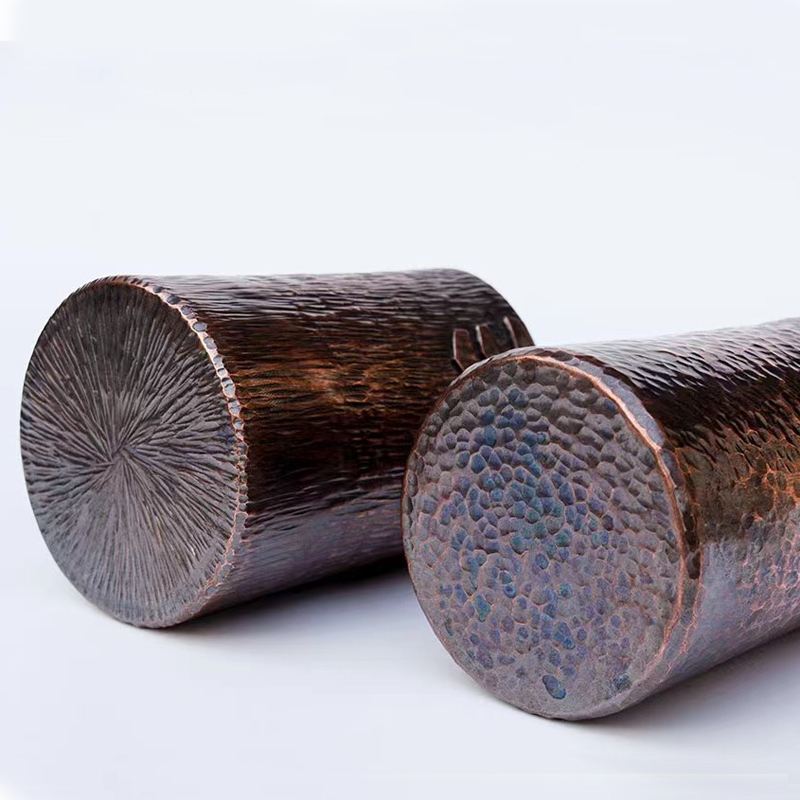 Pure Copper Jar Sealed Container Tea Coffee Handcrafted Hammered Storage Bin Walnut Lid Canister