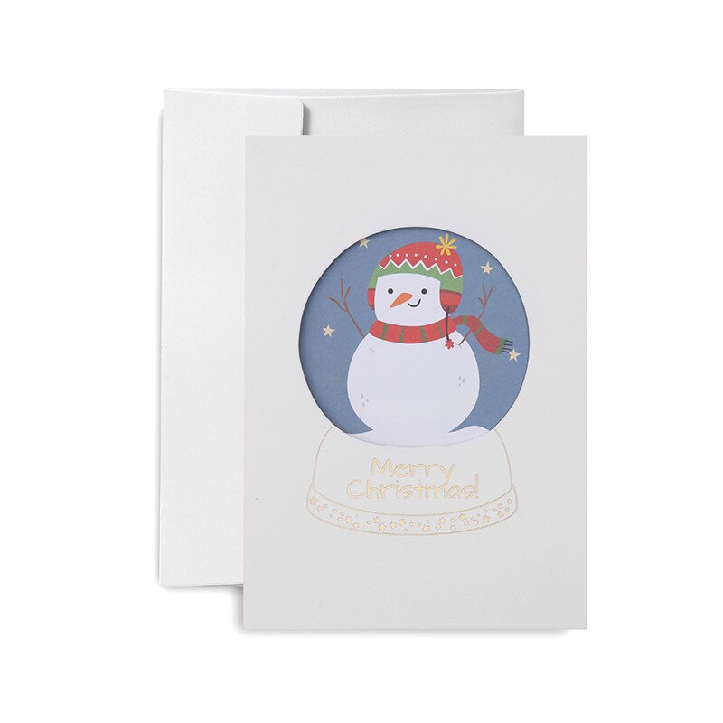 2sets Cartoon Sneeuwpop Wenskaart Envelop Kerstman Vrolijk Kerstfeest Vouwen Card Party DIY Xmas Papier Zegen Kaart