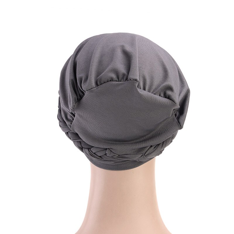 Gorros de estilo Retro para mujer, gorros con trenza India, para quimio musulmana, cáncer, cobertura completa, turbante para pérdida de pelo, envoltura para mujer
