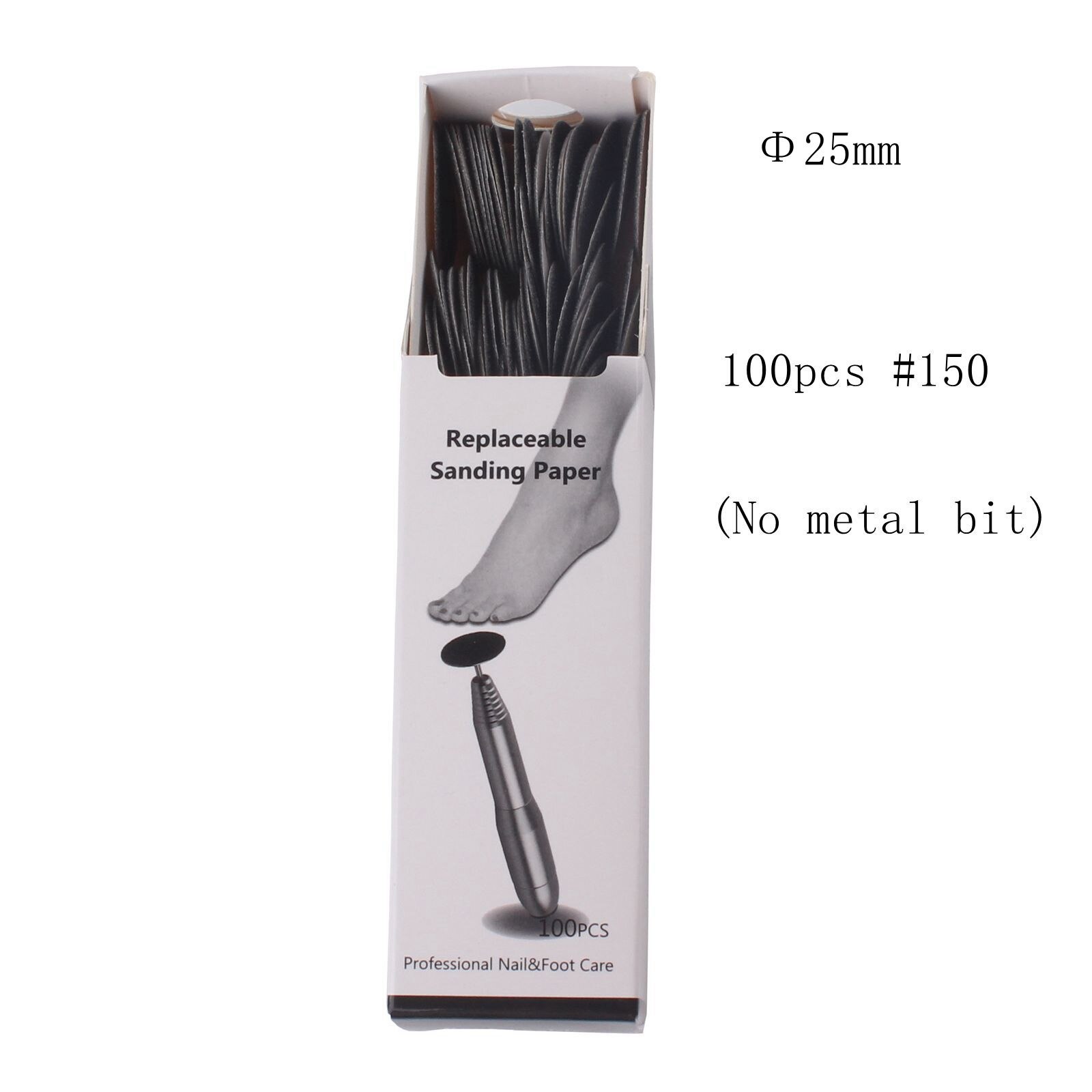 Disco de papel de lija de 25mm con broca de Metal, broca de disco de lijado de pedicura de vástago 3/32 para removedor de callos de piel muerta, Lima eléctrica de pie: 100pcs Grit 150