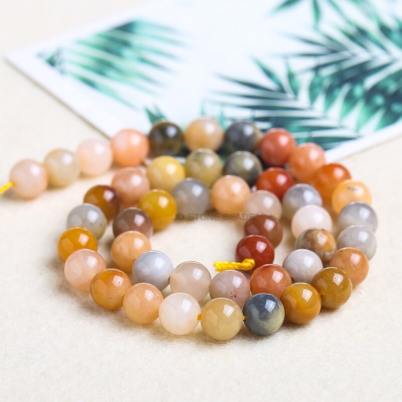 Natural Stone Gold Jades Beads Round Loose Spacer Beads For Jewelry Making 4/6/8/10mm DIY Handmade Bracelets