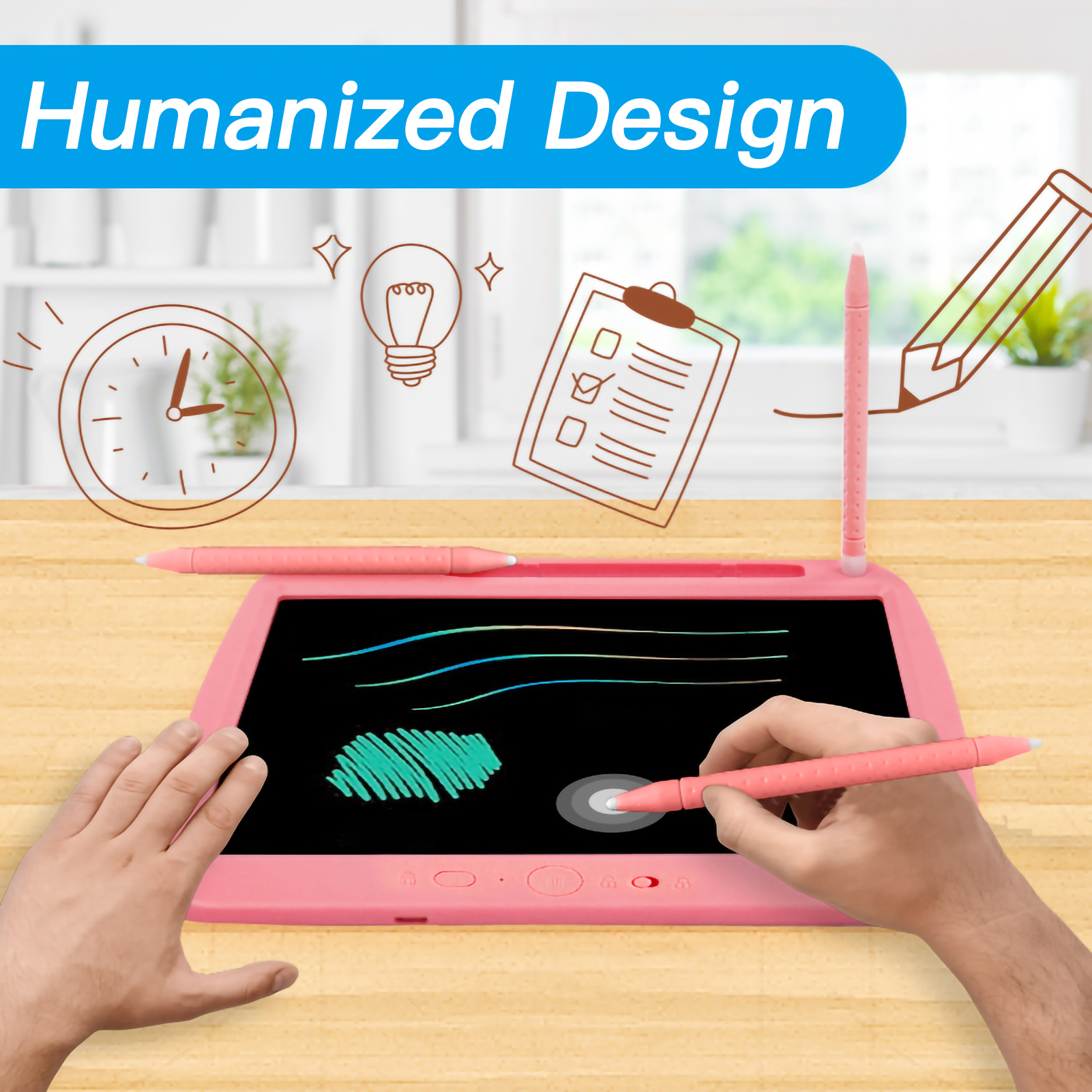 Rechargeable LCD Writing Tablet 9 Inch Handwriting Drawing Tablet with Stylus Lock Button for Toddler Kids Educational Learning