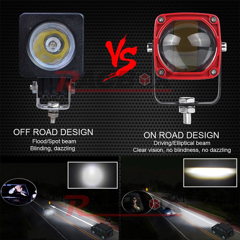 4 Stuks Led Verlichting 8D Rijden Lamp Breed Driving Beam Met Len 6000K 12V 24V voor Motorfiets Auto Boot Atv Utv Offroad