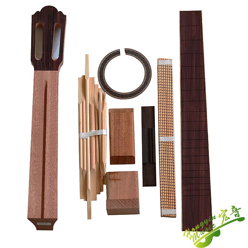 Beginners learn how to make classical guitar DIY, making combination accessories, mortise and mortise joint handle guitar spruce