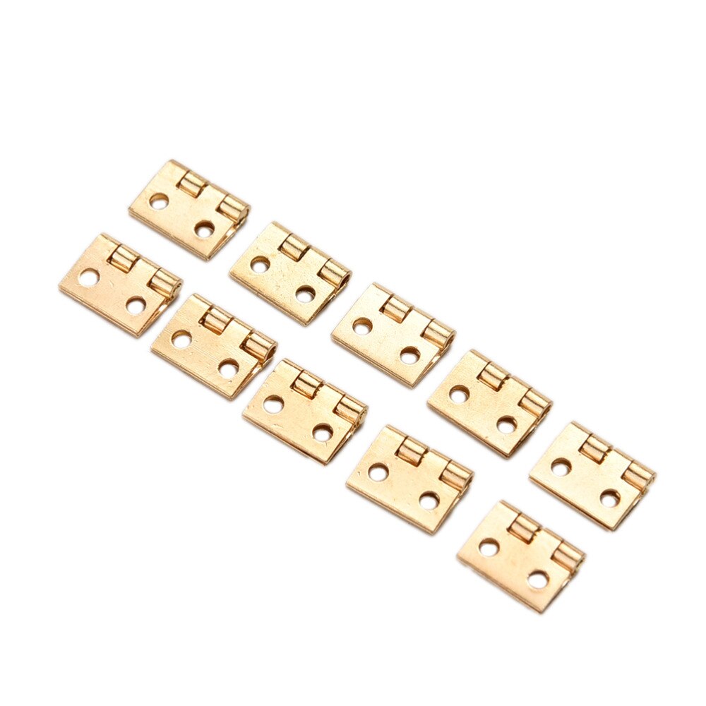 Mini charnière en laiton plaqué, petite boîte à bijoux décorative en bois, charnières de porte d'armoire avec clous, accessoires de meubles 10 pièces
