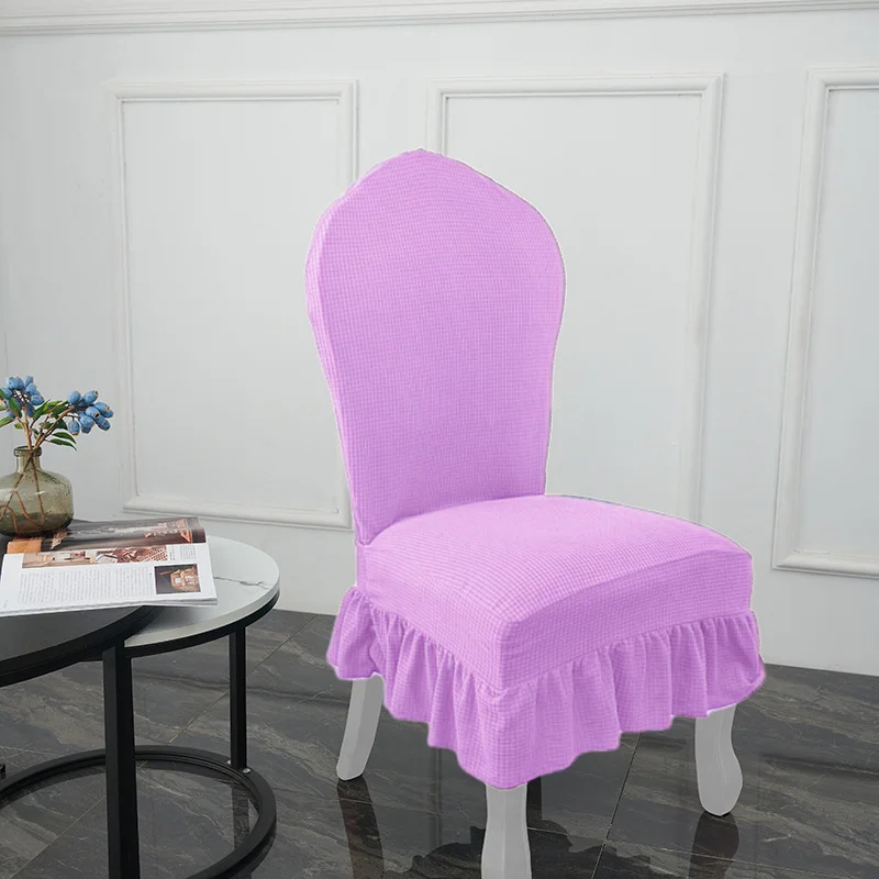 Rok Stoelhoes in Europese stijl Verdikte eettafel en stoelhoes Elastische rok Hotel Restaurant stoel beschermhoes: Bruin