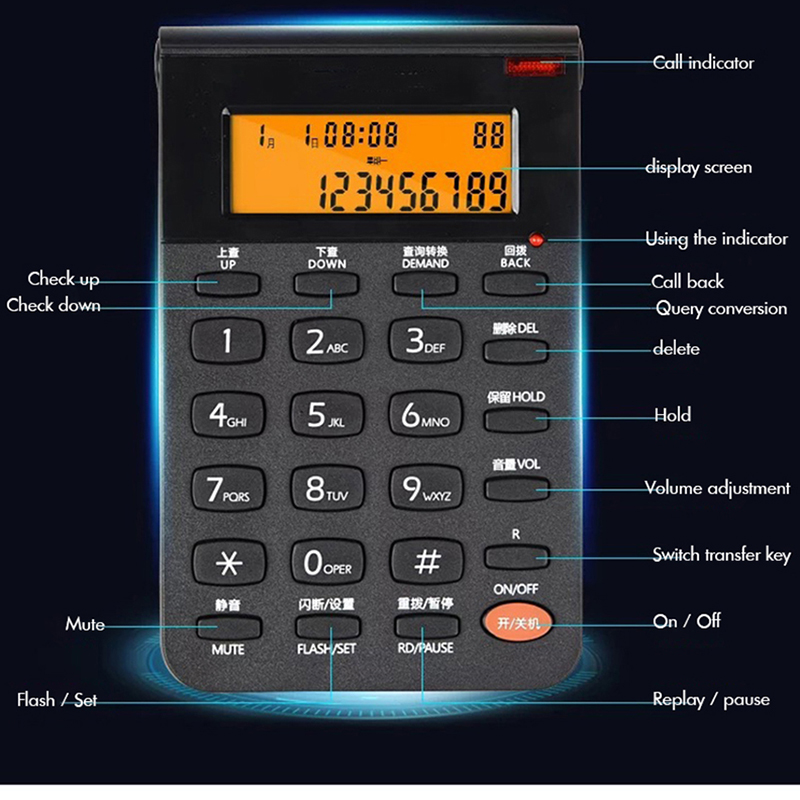 Draadgebonden Telefoon Met Headset &amp; Toetsenblok, Caller Id, Computer Opname, Backlit, verstelbare Volume Voor Huis Call Center Office