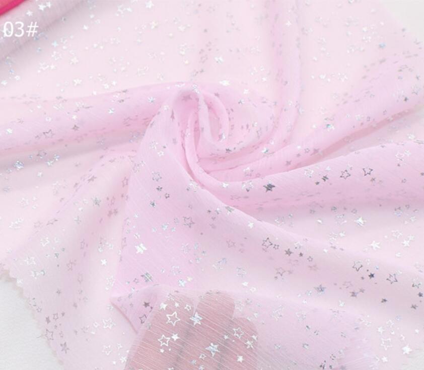 Cosplay Chiffon Stof 30D Zilveren Ster Gebronste Stof Glanzende Stof Bronzing Kostuum Jurk Stof DIY: Pink