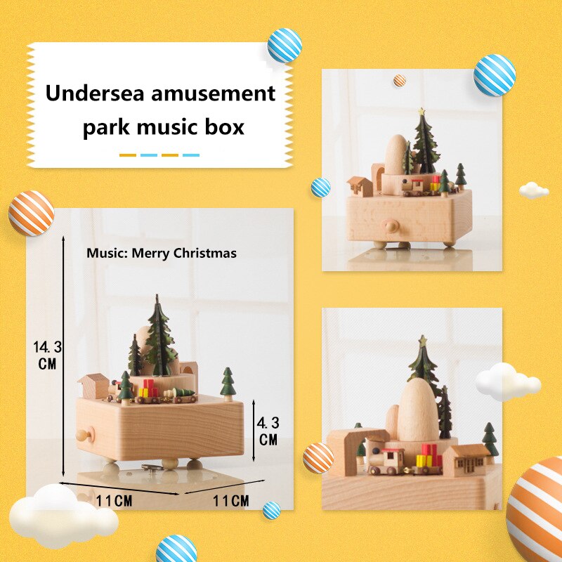 Home Decor Birthday Music Box Music Box Home Decoration Multiple Shapes Music Boxes: Christmas train01