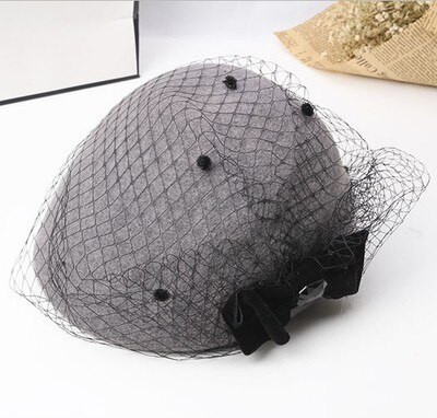 Dames fedora's wollen hoed dames engeland strik pet dames kanten stewardess petten dames baret wollen pet studenten vrijetijdshoeden b -8950: Grijs