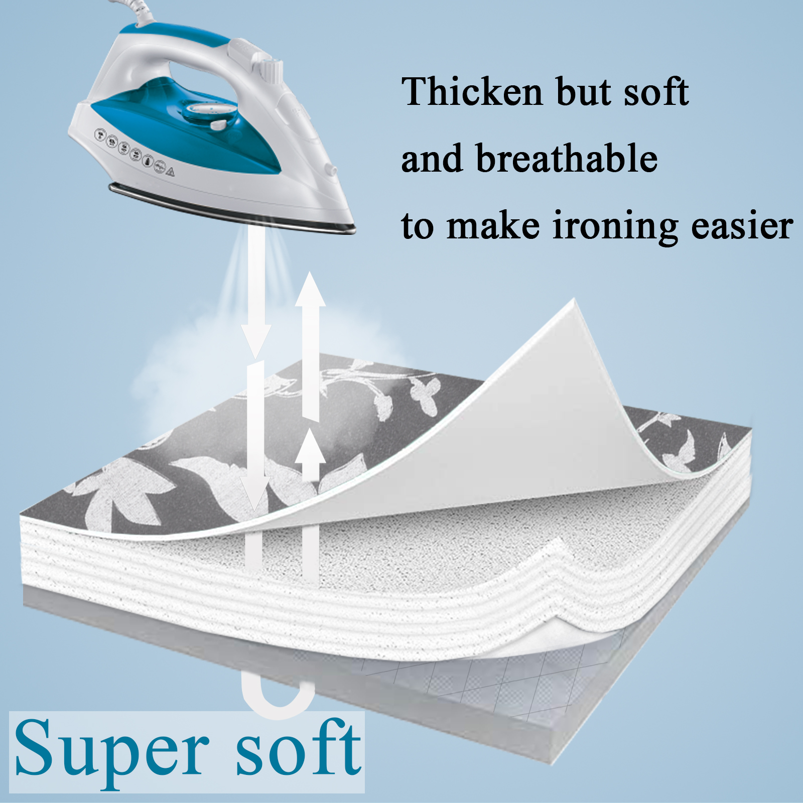 Cotton Ironing Board Cover Large Printed Ironing Board Cover Protective Non-slip Thick Colorful for Home Cleaner 148x55cm