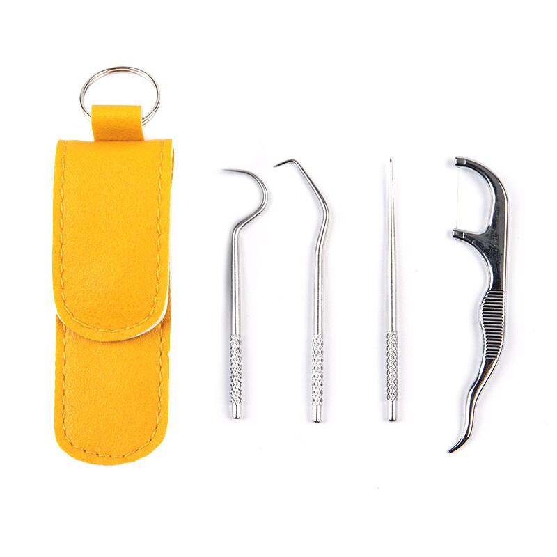 Juego de hilo Dental de Metal de acero inoxidable para limpieza Oral, artefacto portátil colgante, tubo de palillo de dientes, hilo Dental más fuerte, 1 Juego: Marfíl