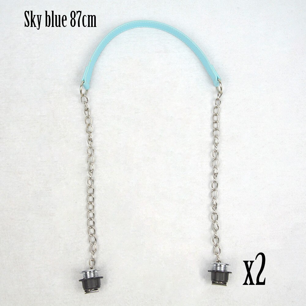 1 Pair long Silver screw single Chain Obag OT metal buckle colorful handles for Obag O Bag women shoulder Handbags: sky blue