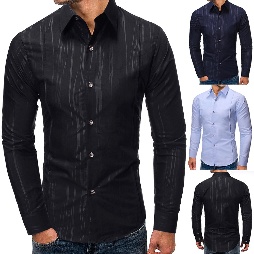Men Shirts Arrivals Texture printing Slim Fit Male Shirt Solid Long Sleeve British Style Cotton Men's Shirt