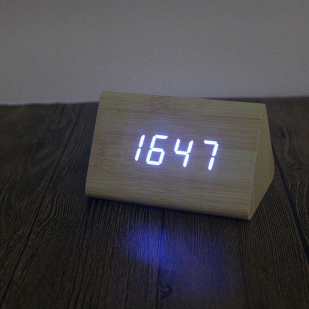 1 Pc Houten Hout Klok Moderne Houten Versie Digitale Elektronische Bureauklok Led Display Tijd Voor Thuis Kinderen Slaapkamer kantoor