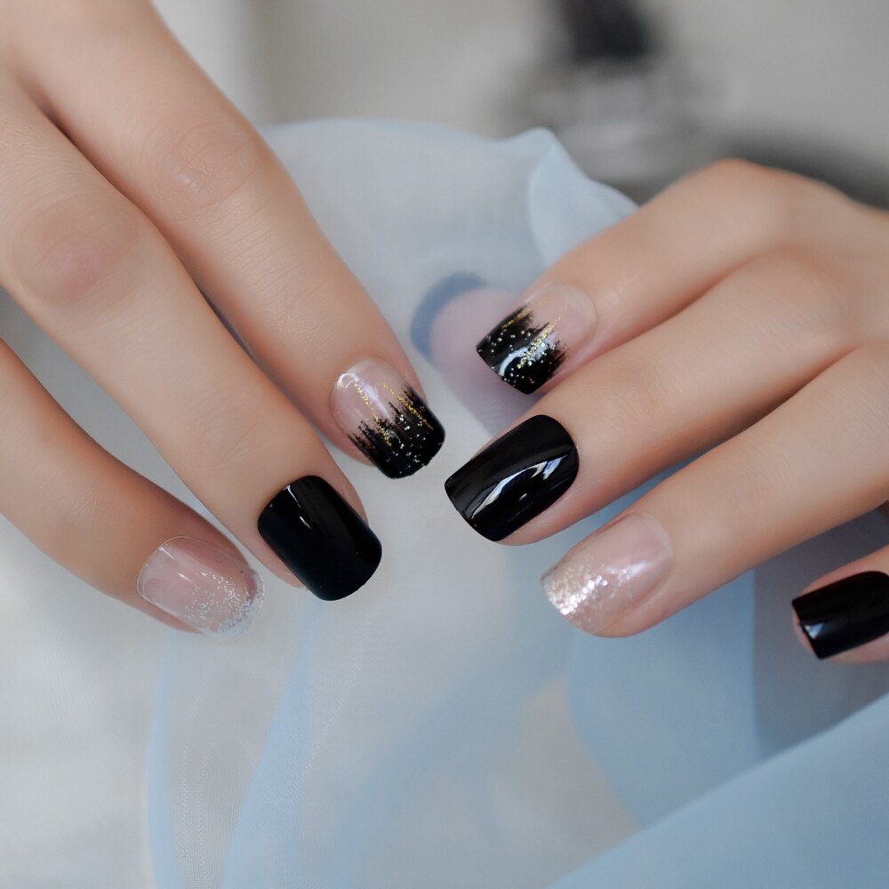 Sexet leopardprint brun abs nail art korte runde kunstige negle mousserende mønster falske negle 24 stk: L5082