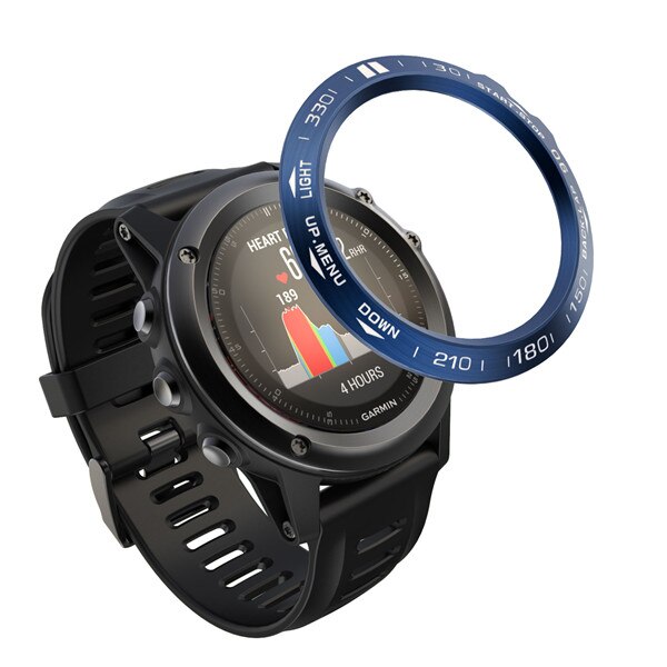 Correa protectora para reloj deportivo inteligente Garmin Fenix 3/3 HR, accesorios de repuesto, anillo de bisel circular de Metal de acero inoxidable: Blue white