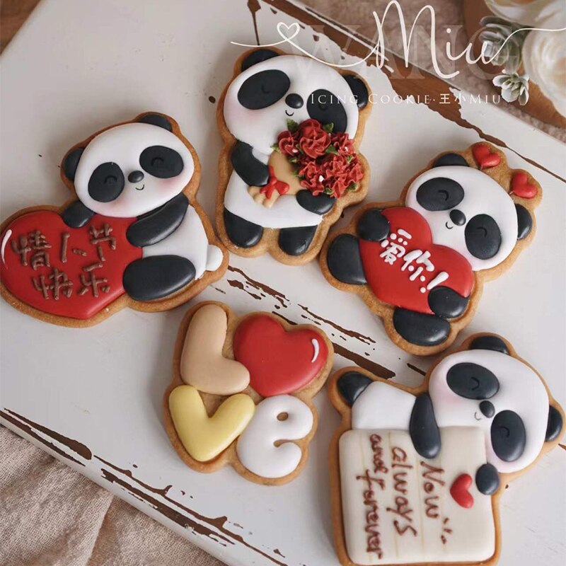 san valentino stampo per biscotti panda orso cupido angelo glassa taglierina per biscotti cartone animato 3D casa fai da te accessori per pasticceria e panetteria