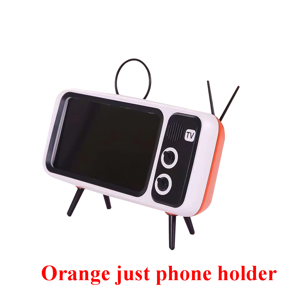 Draagbare Draadloze Peaker Retro TV Mini Bluetooth Bass Speaker Mobiele Telefoon Houder Stand Speaker Retro Fotolijst: just Holder orange