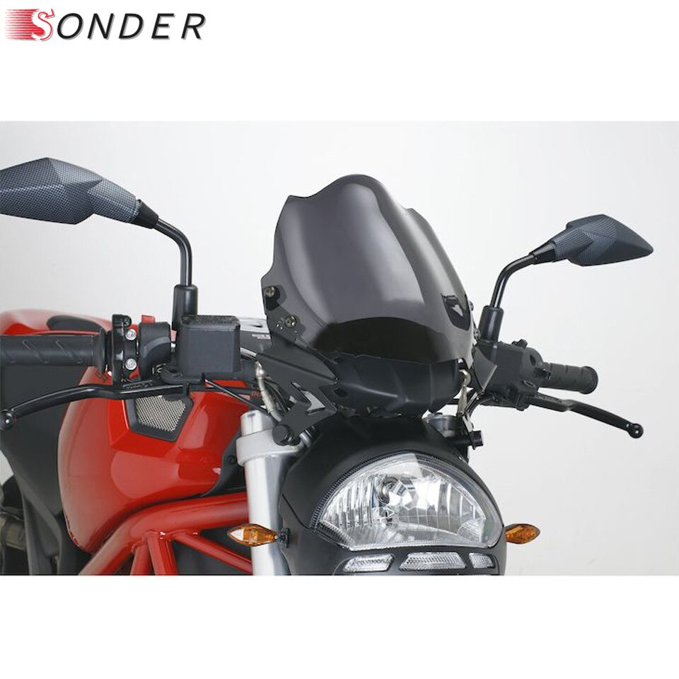 For Ducati Smoke Motor Windshield Windscreen With adjustable bracket Wind Screen Monster 695 696 795 796 1200 848 1098 1100s