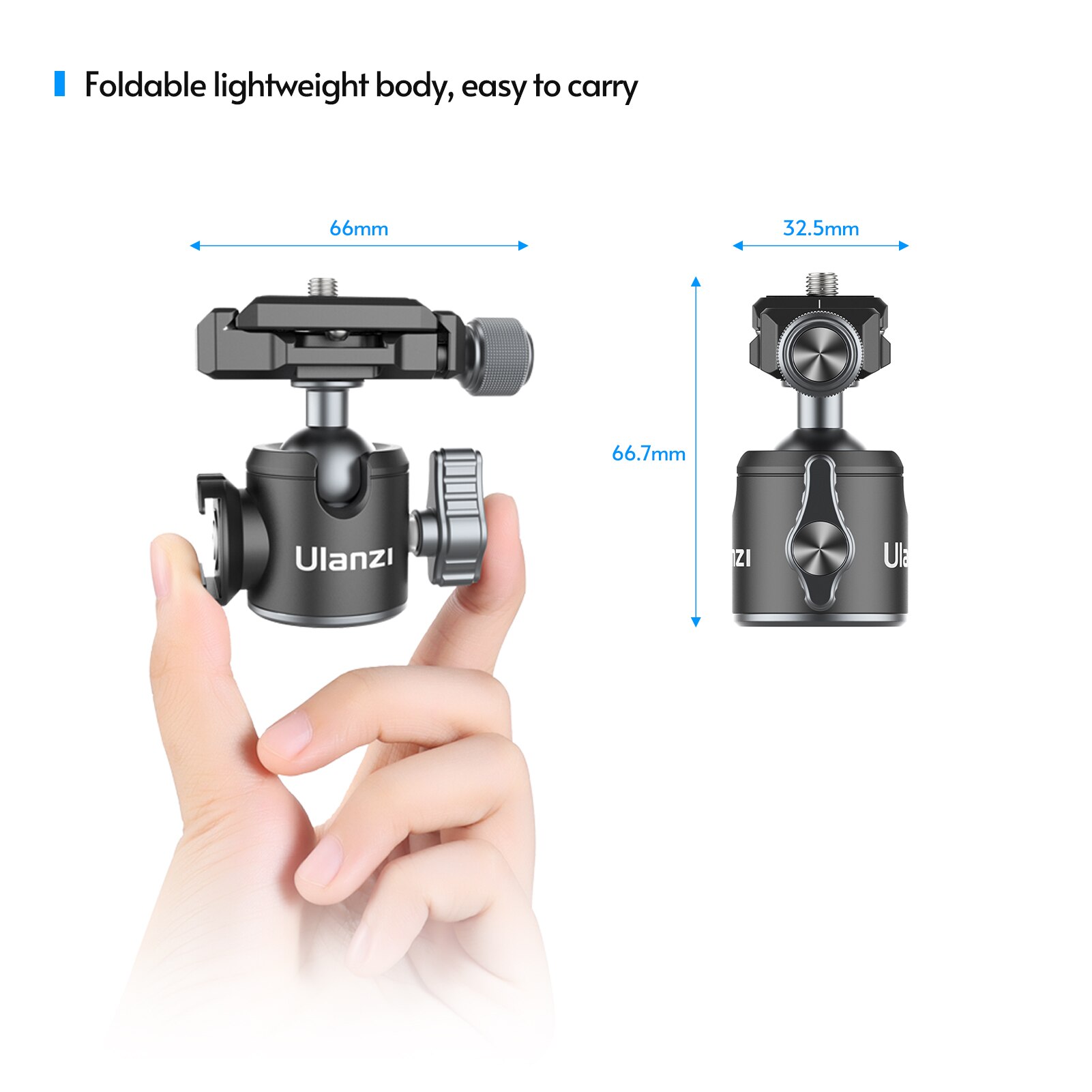 Ulanzi U-80L Arca Swiss Side Cold Shoe testa a sfera con Arca Swiss piastra a sgancio rapido 1/4 "supporti a vite per fotocamere DSLR ILDC