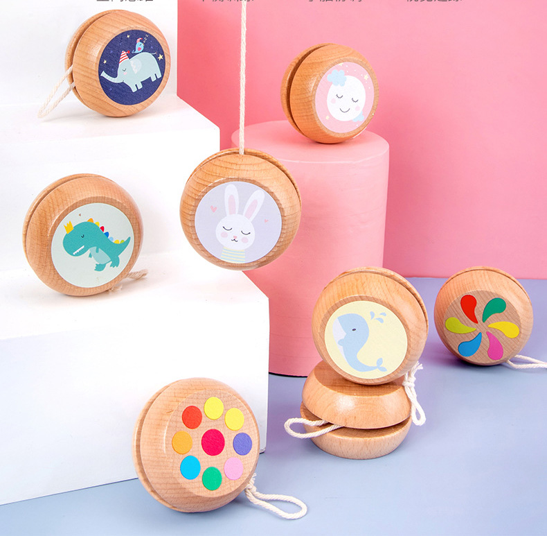 Bambini Yo-Yo Yo-Yo Carino immagini di Animali di Legno Yo-Yo Giocattoli Interessante Creativo Yo Yo Giocattoli Per I Bambini di legno Yoyo Palla