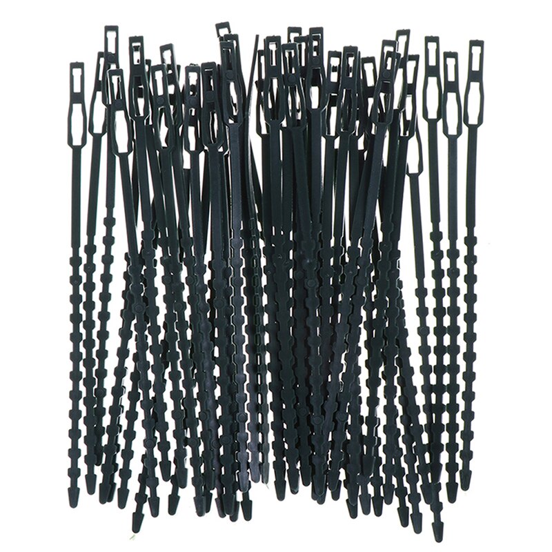 50pcs Black Adjustable Plastic Plant Cable Ties for Garden Tree Climbing Support Reusable Cable Ties