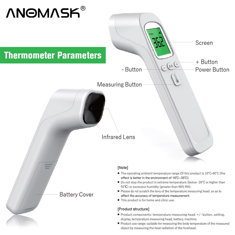 Digitale Infrarood Voorhoofd Thermometer Non-Contact Body Temperatuurmeting Digitale Thermometer Voor Volwassen Kind Baby