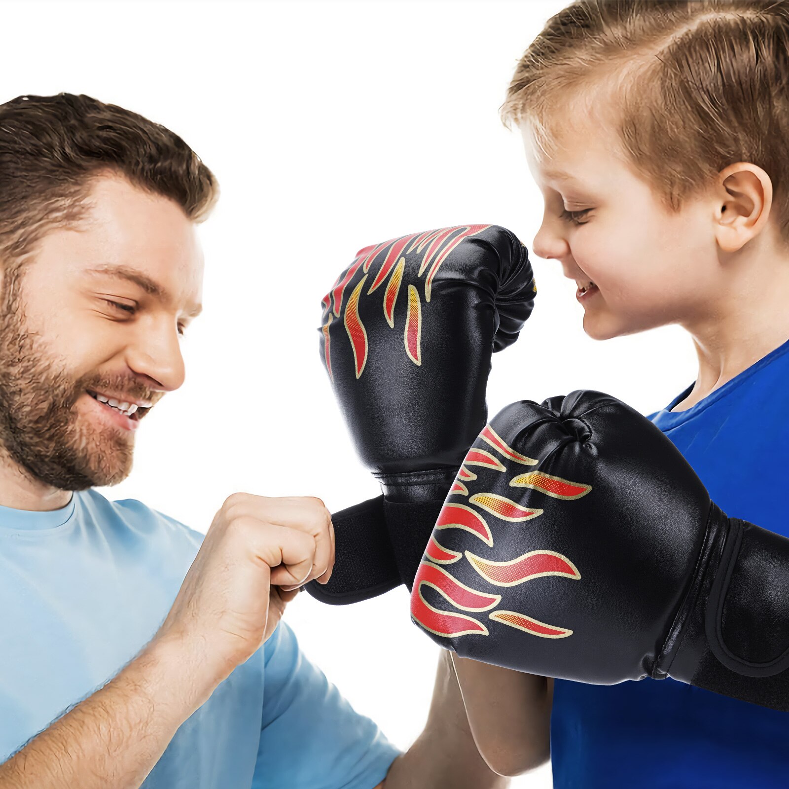 2Pcs Bokshandschoenen Vechten Handschoenen Hoogwaardige Pu Leather Kids Muay Thai Sparring Kickboksen Vlam Voor kinderen