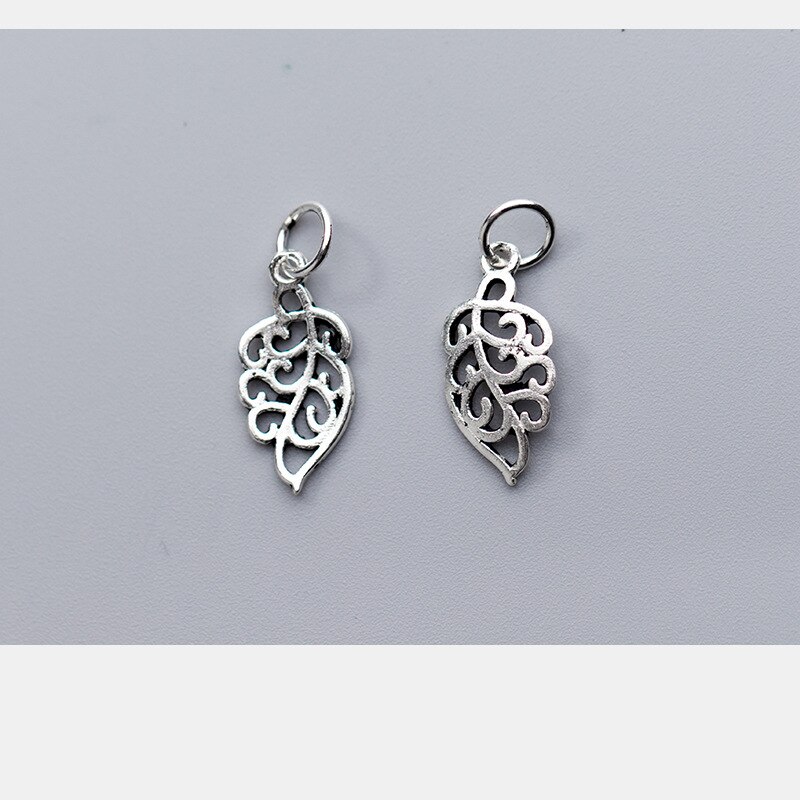 Jolie breloque en argent Sterling 925 avec feuille ajourée, Bracelet fait à la main, pendentif en argent goutte, DIY, fabrication de bijoux européens
