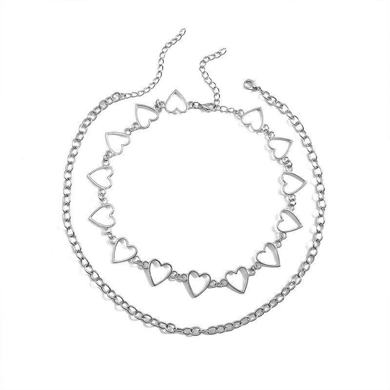 Kpop Vintage Harajuku Goth catene a cuore in metallo girocollo collane Grunge per donna Egirl Cosplay accessori estetici gioielli: R