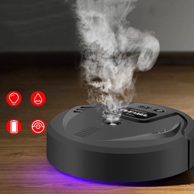 Auto UV Disinfection Smart Sweeping Robot Vacuum Cleaner Floor Suction Sweeper Mop robot sweeper dragging robot Clean: black / Rechargeable