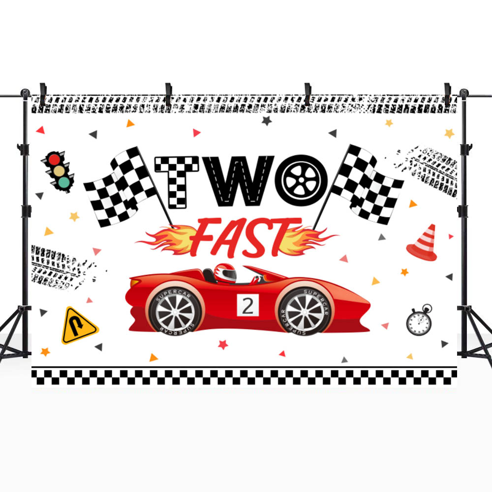 Mocsicka DUE VELOCE Felice 2° Compleanno Sfondo fotografico Rosso Auto da corsa Ragazzo Compleanno Festa Decor Sfondo fotografico Banner personalizzato: LIGHT BLUE / 60*130