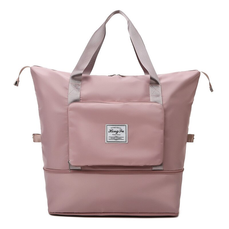 Erittäin suuri kapasiteetti kokoontaitettava laukku matkakassit kantaa kantaa matkatavaroiden säilytys käsilaukku vedenpitävä duffel setti naisille: Vaaleanpunainen