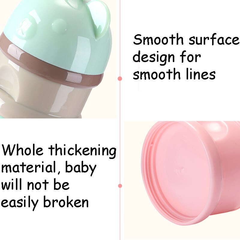 Caja portátil de almacenamiento de alimentos para bebé, recipiente de dibujos animados para cereales, leche en polvo, aperitivos, 3 o 4 capas, estilo oso