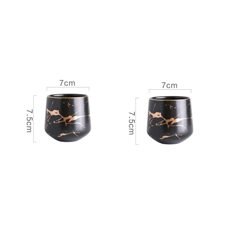 ANTOWALL nordycki filiżanka marmurowa złoty kolor filiżanka kawy 250ml filiżanka wody szklanka czarne białe kubki: 2szt czarny