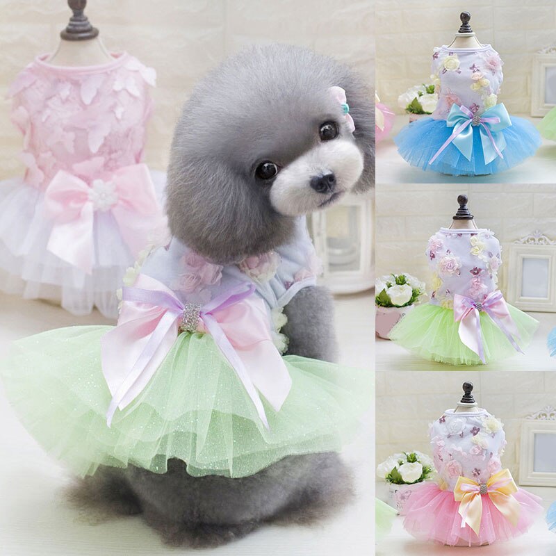 Bloem Huisdier Rok Zomer Puppy Kleding Hond Jurk Mouwloze Kleine Hond Trouwjurk Hond Kleding Gaas Rok