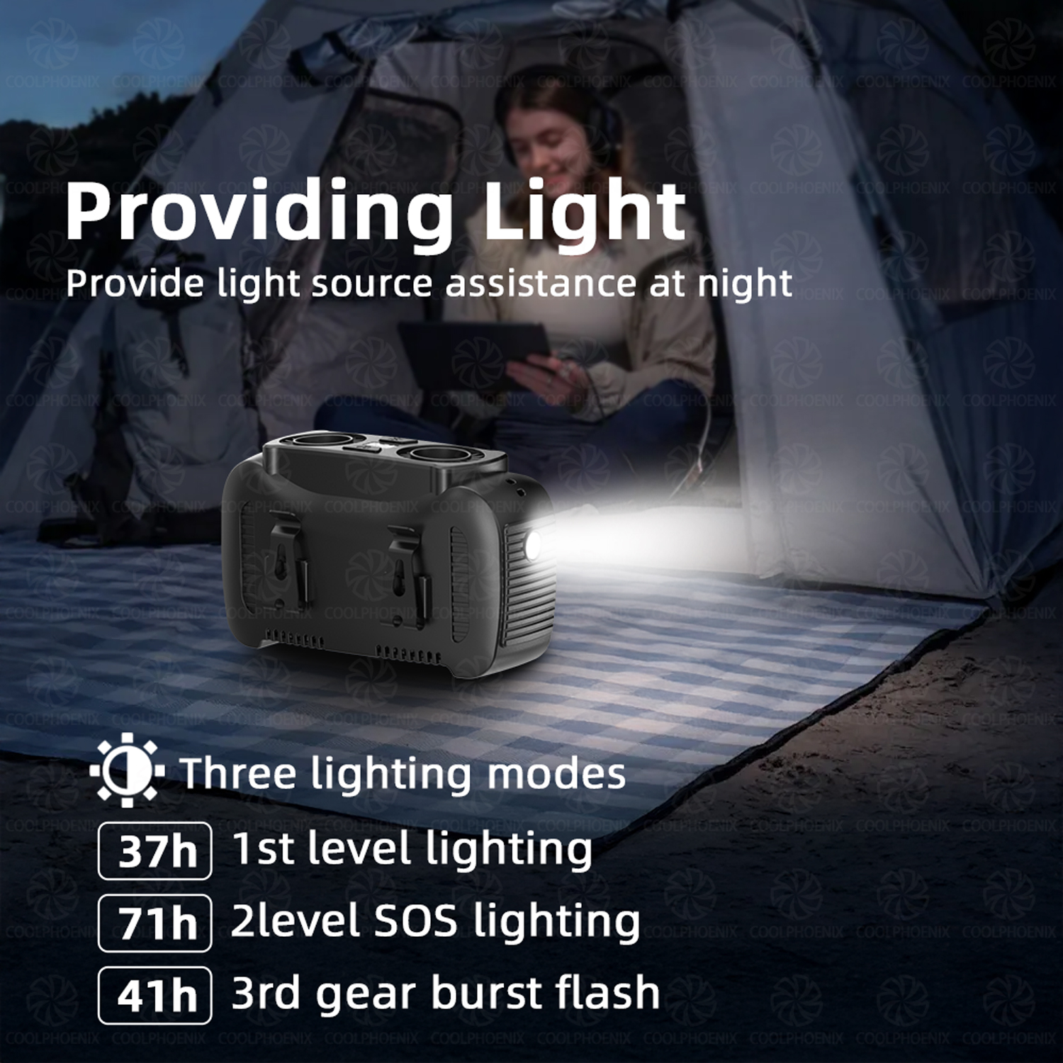 15000 mAh tailleclipventilator, draagbare mini hangende nekventilator, USB oplaadbare ventilator, buitencamping, tailleventilator met powerbank, LED-licht