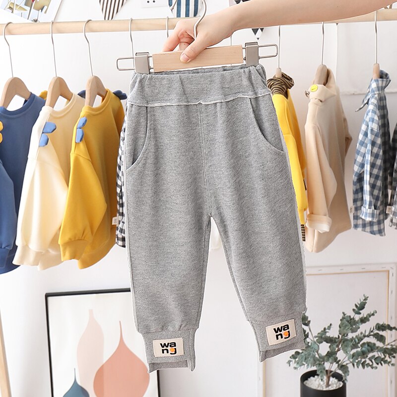 Baby Boys Girls Pants Kids Pants of Individual Trouser Leg Kids Spring Autumn Boys Casual Pants Elastic Pants